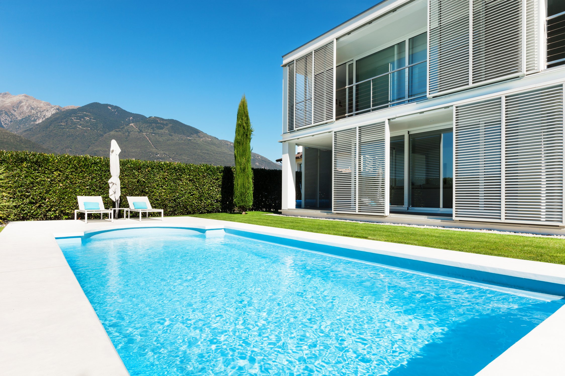 modern villa, pool